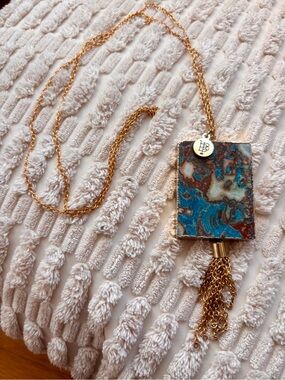 Bourbon and Bowties Turquoise Jasper Like Statement Pendant Necklace